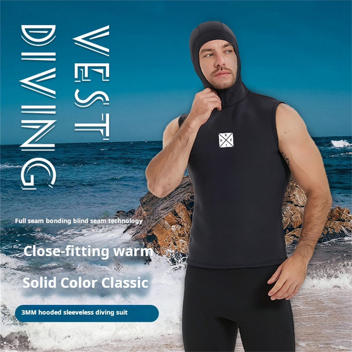 Wetsuit 3Mm Neoprene - 3mm Neoprene Hooded Diving Vest Men