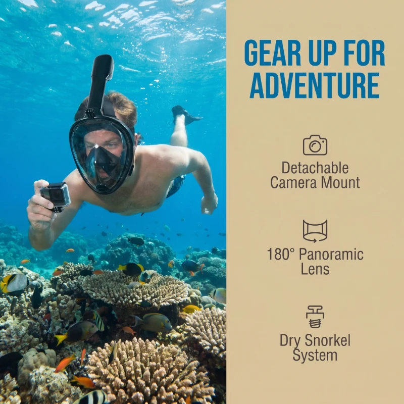 Snorkel Dry Top - Anti Fog Full Face Snorkeling Diving