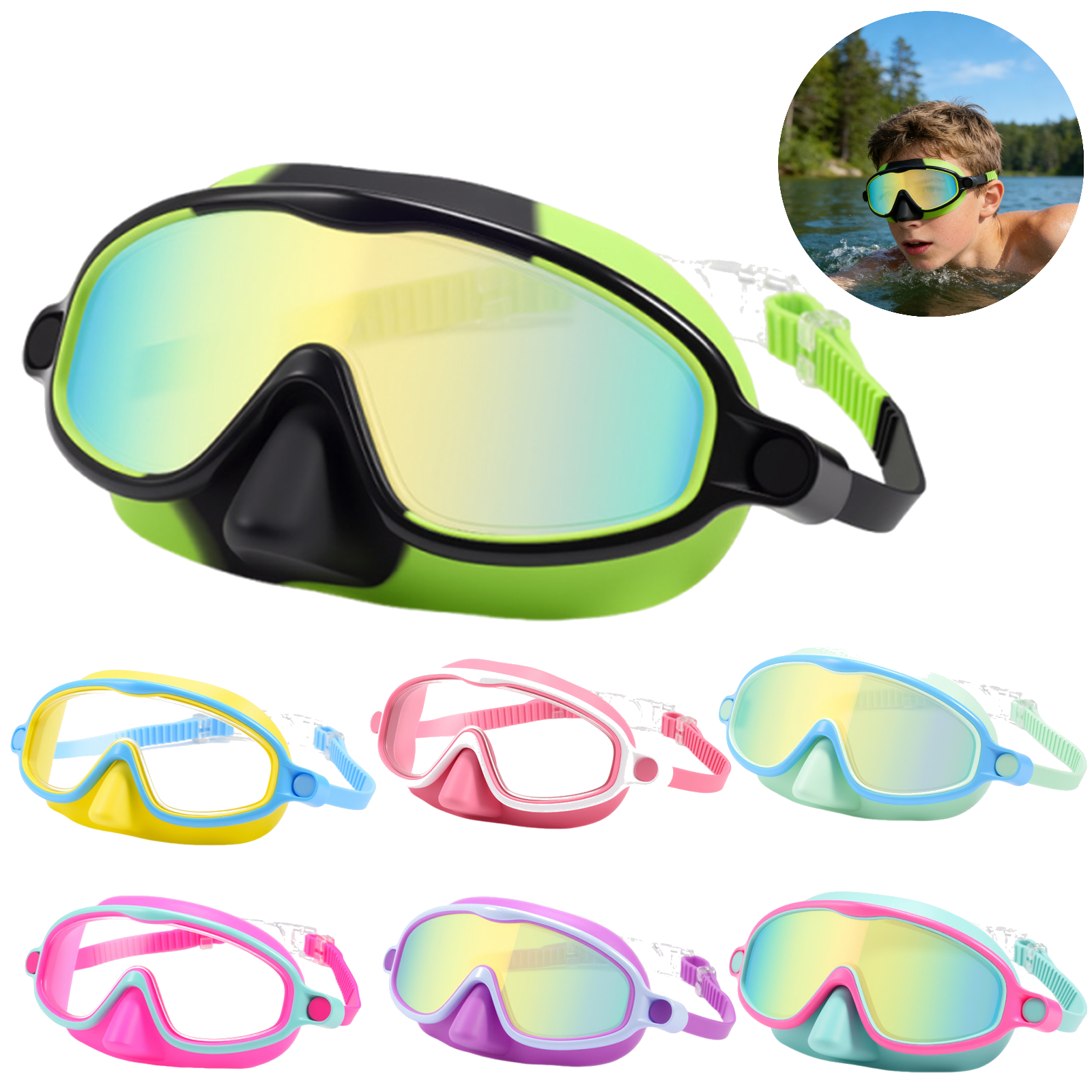 Kids Swim Goggles with Nose Co - Snorkel Dry Top 评论和价格
