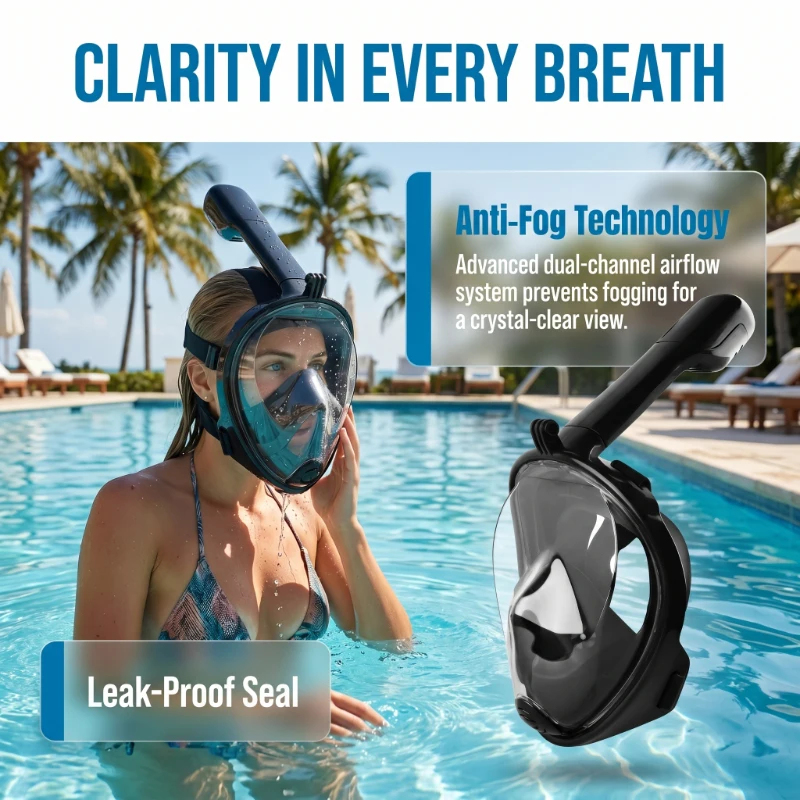 Anti Fog Full Face Snorkeling  - Snorkel Dry Top 评论和价格